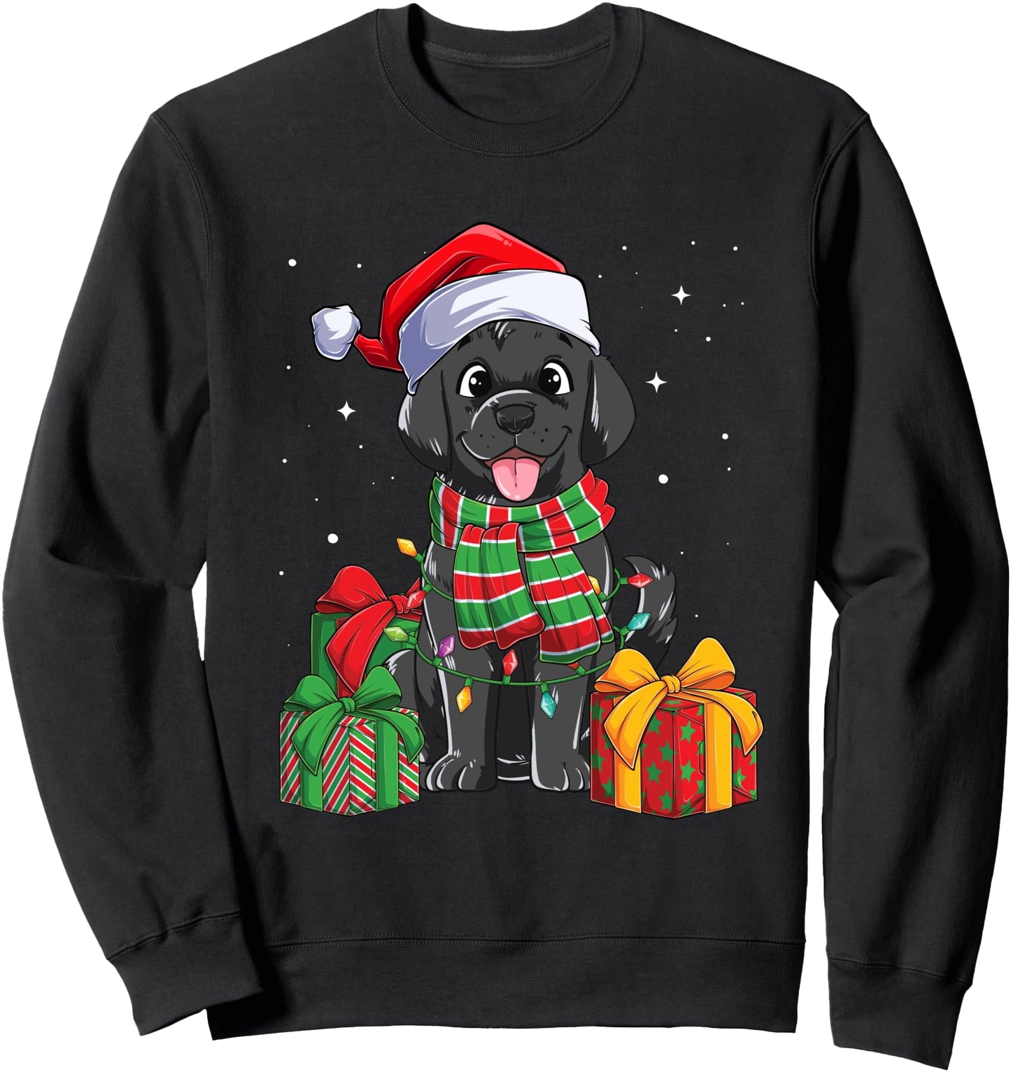 Black Labrador Retriever Christmas Lights Xmas Lab Dog Lover Sweatshirt