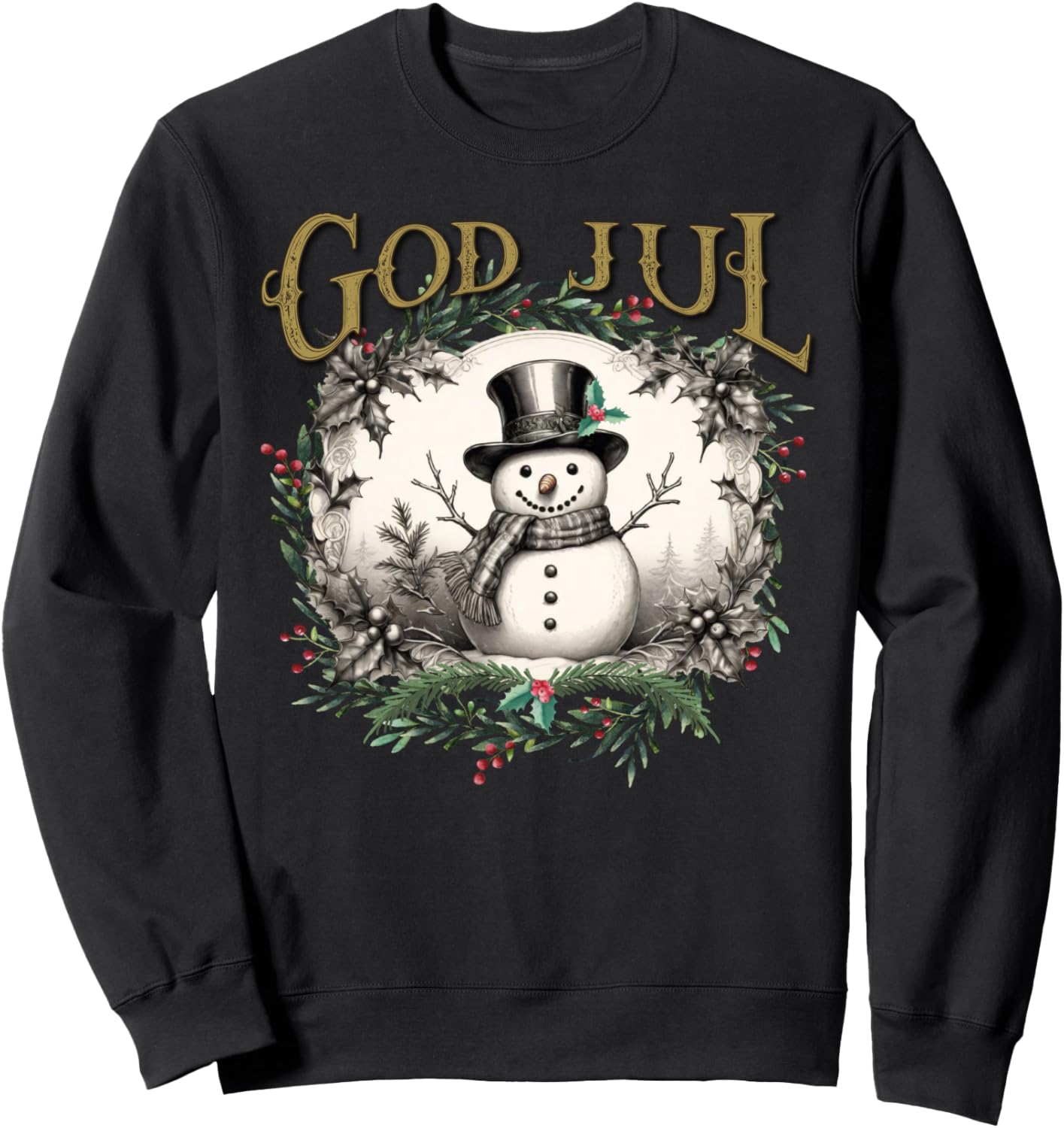 Sweden Norway Merry Christmas God Jul Holiday Snowman Sweatshirt
