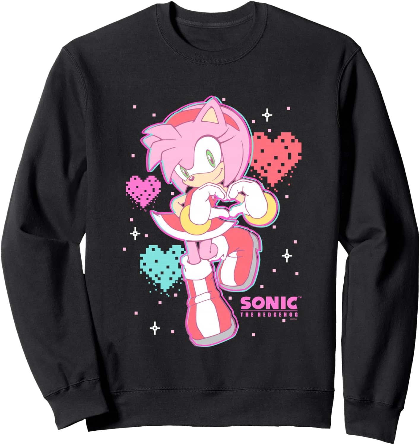 Sonic The Hedgehog Valentine's Day Cute Amy Rose Retro Logo Sweatshirt