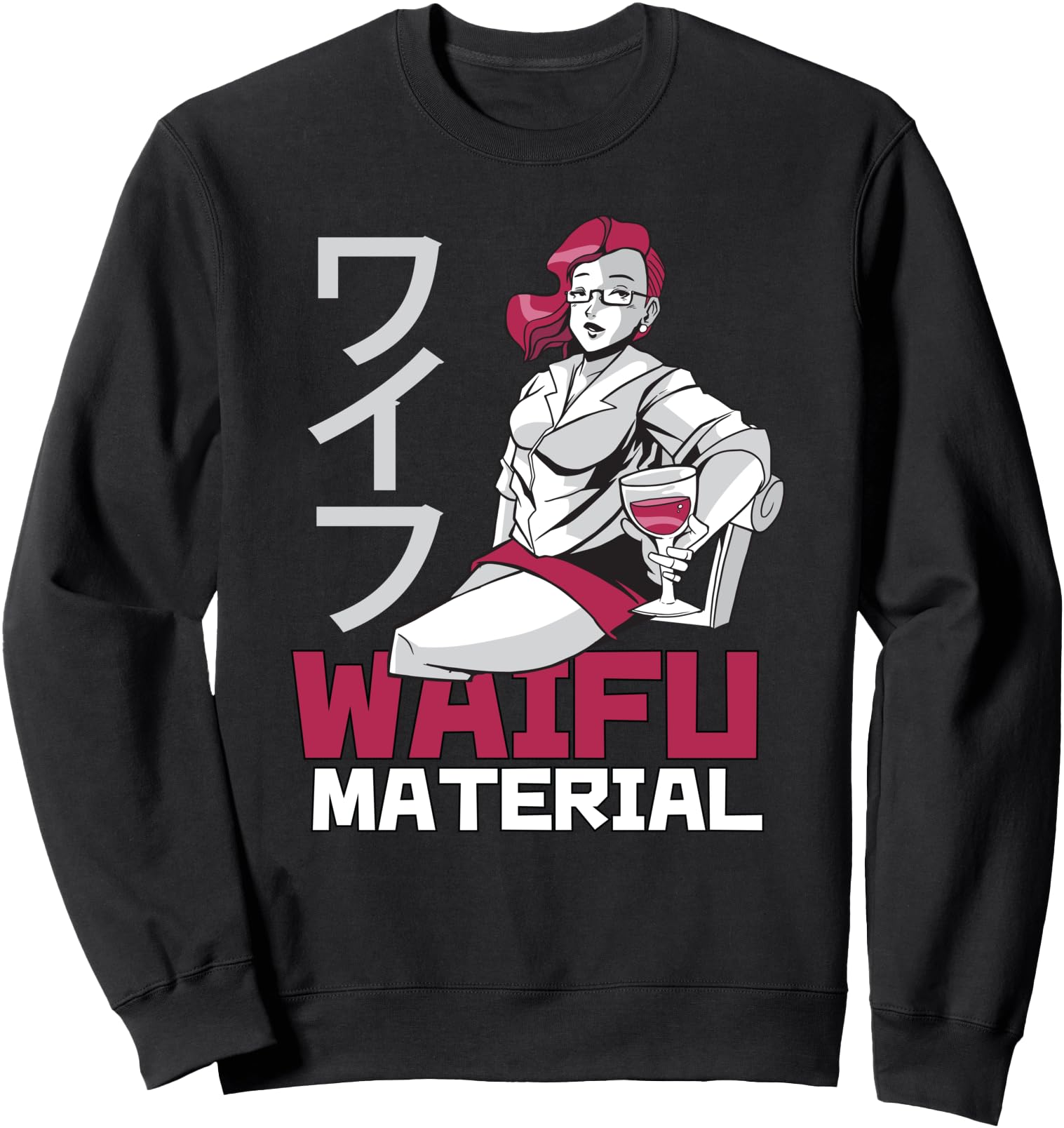 WAIFU Hot Anime Girl Illustration Image Japanese Woman Sweatshirt