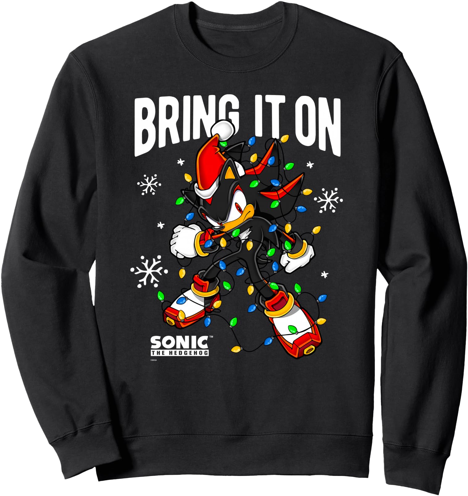 Sonic The Hedgehog Christmas Bring It On Shadow Xmas Lights Sweatshirt