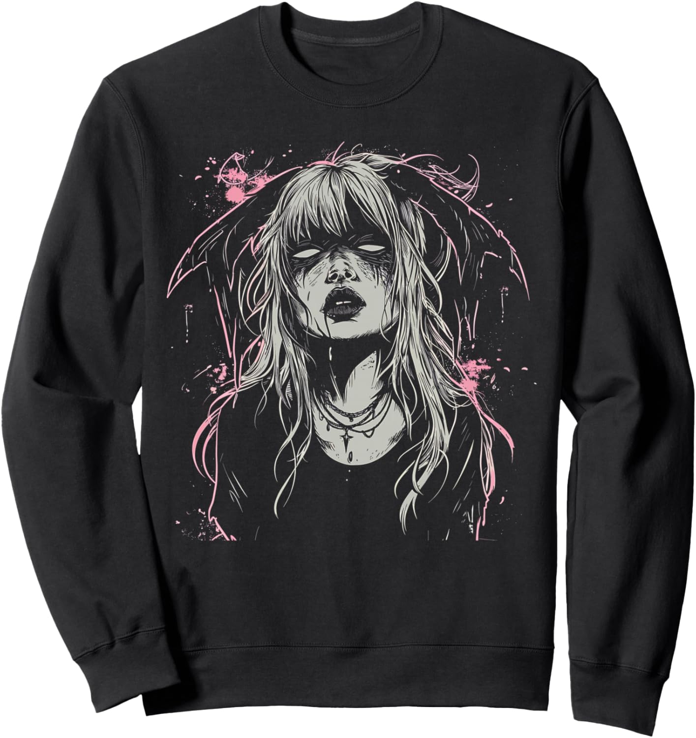 Goth Demon Girl Horror Bunny Occult Dark Anime Alt Aesthetic Sweatshirt