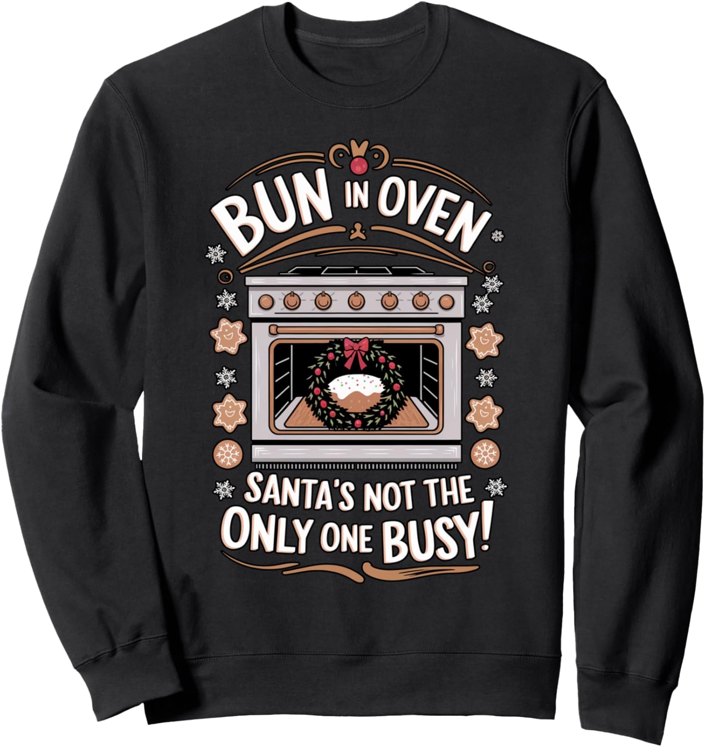 Pregnancy Announcement Christmas Shirt Mom Dad Bun In Oven Sweatshirt
