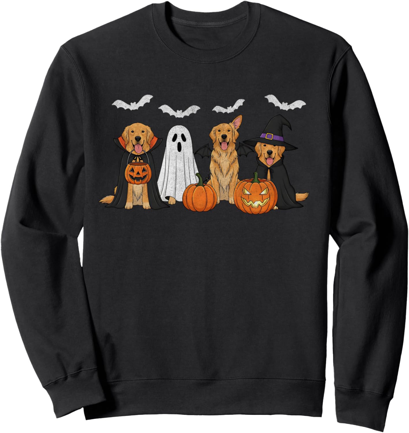 Golden Retriever Dogs Ghost Witch Golden Retriever Halloween Sweatshirt