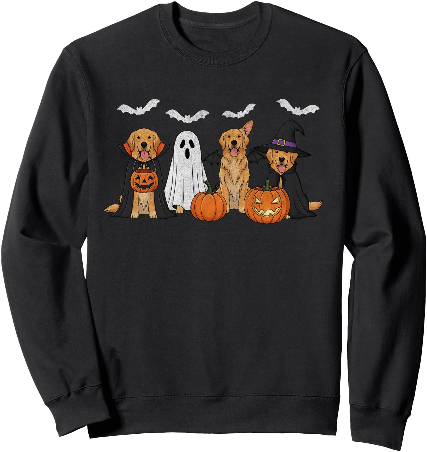 Golden Retriever Dogs Ghost Witch Golden Retriever Halloween Sweatshirt
