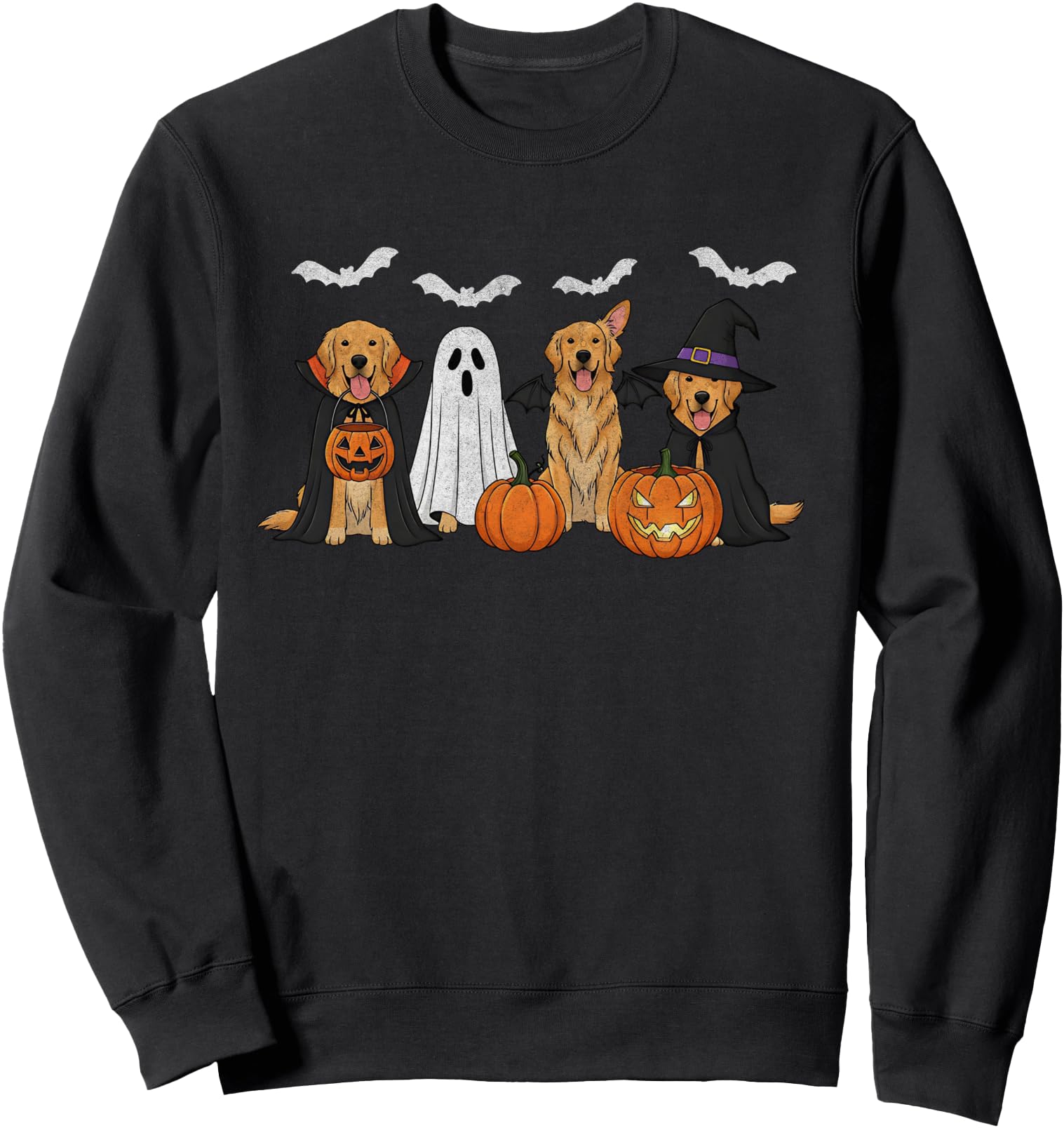 Golden Retriever Dogs Ghost Witch Golden Retriever Halloween Sweatshirt