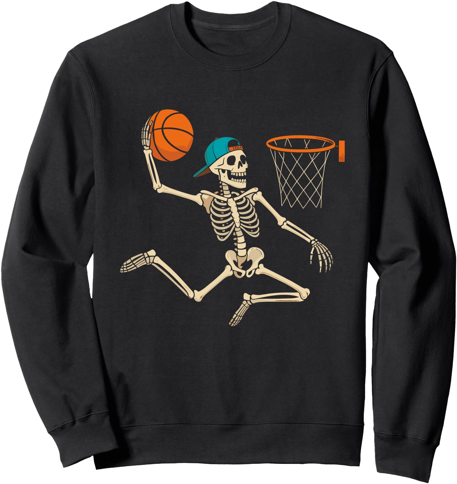 Funny Skeleton Playing Basketball Lovers Halloween For Boys Sweatshirt