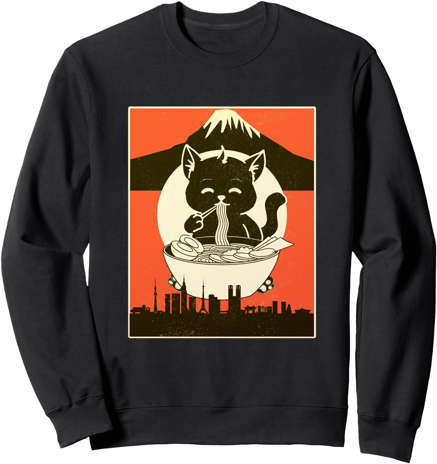 Vintage Ramen Cat Japanese Kawaii Anime Sweatshirt