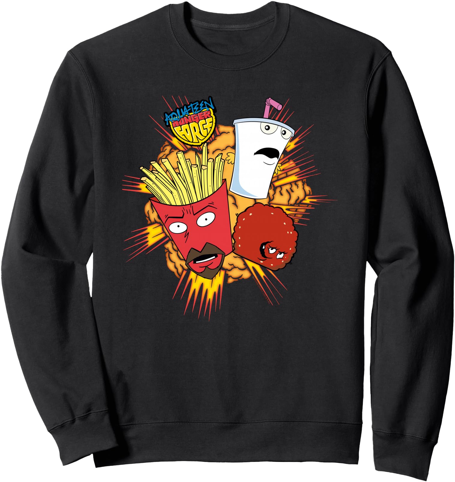 ATHF Frylock Shake Meatwad Explosion Funny Cartoon Sweatshirt