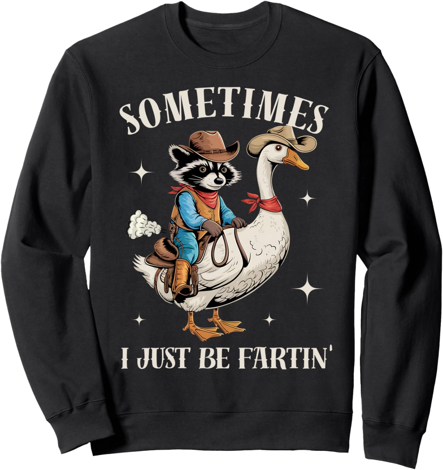 Sometimes I Just Be Farting Funny Cowboy Raccoon Sweatshirt