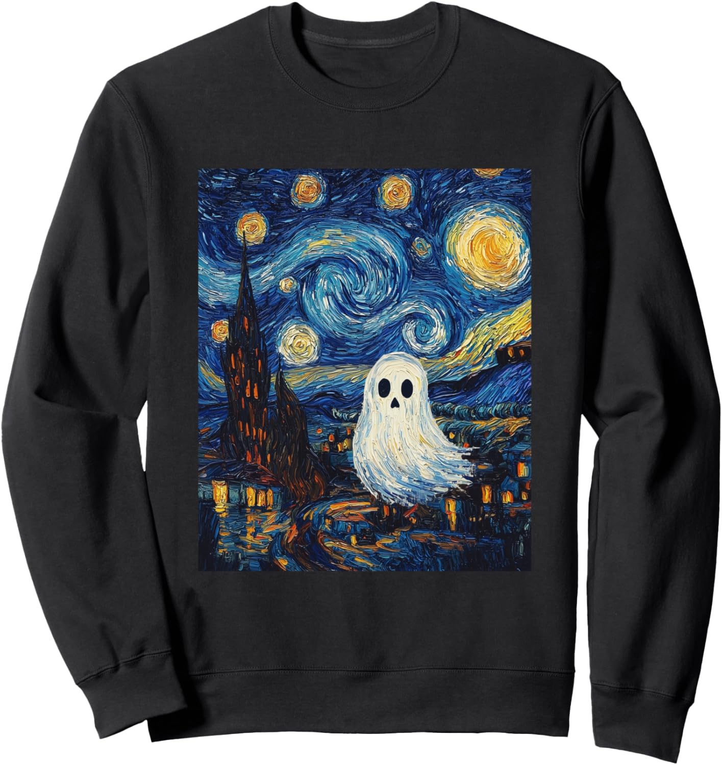 Ghost Halloween - Van Gogh Style - Starry Night Sweatshirt