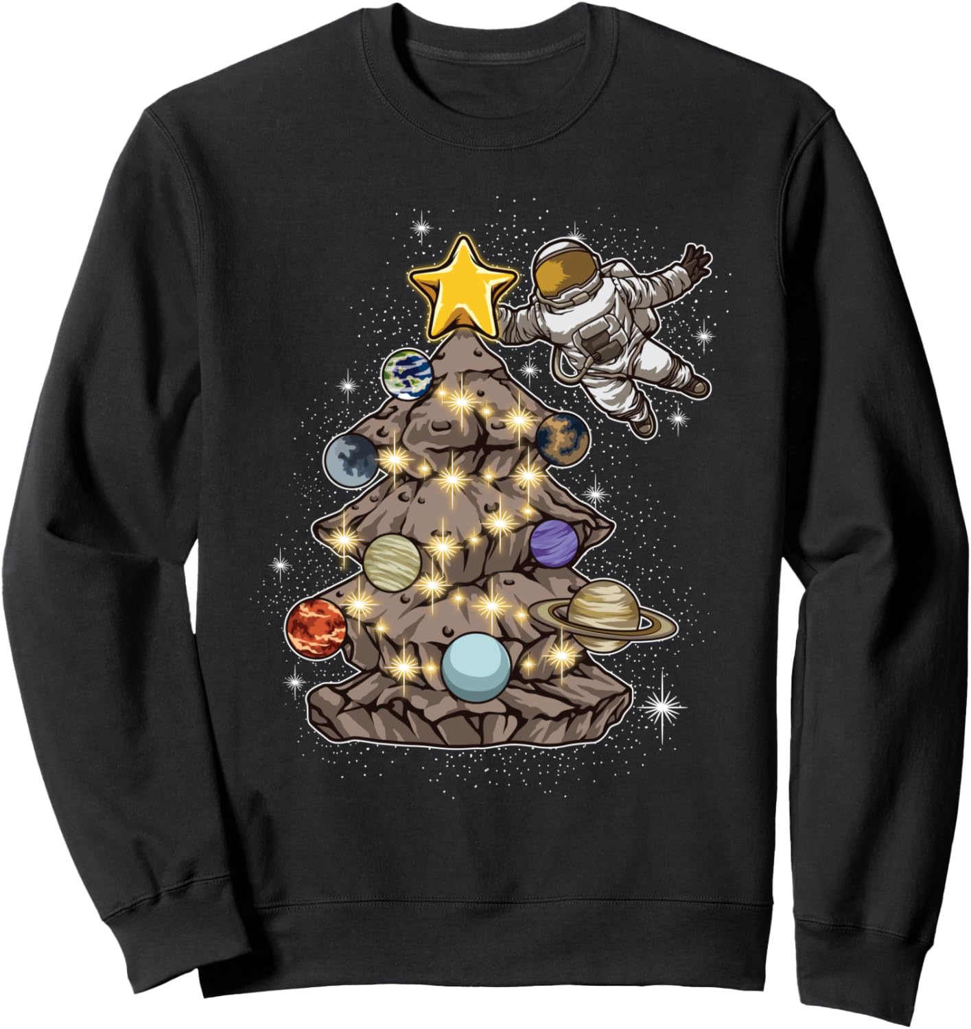 Astronaut Decorates A Christmas Tree In Space - Xmas Gift Sweatshirt