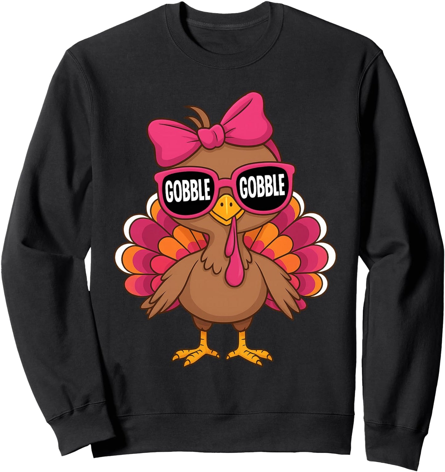 Gobble Turkey Day Happy Thanksgiving Toddlers Girls Sweatshirt
