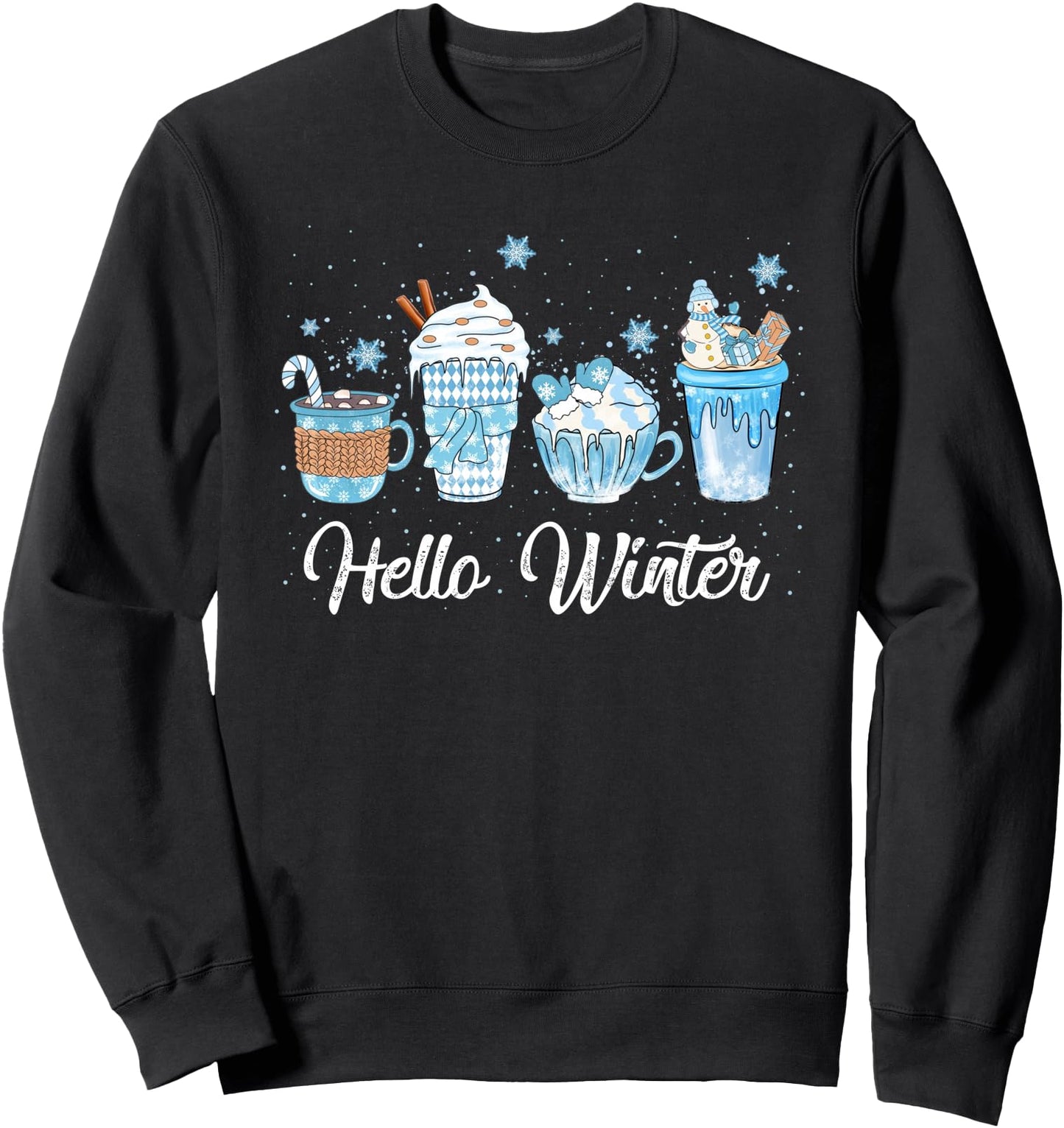 Hello Winter Sweet Cozy Coffee Lovers Snowman Christmas Sweatshirt