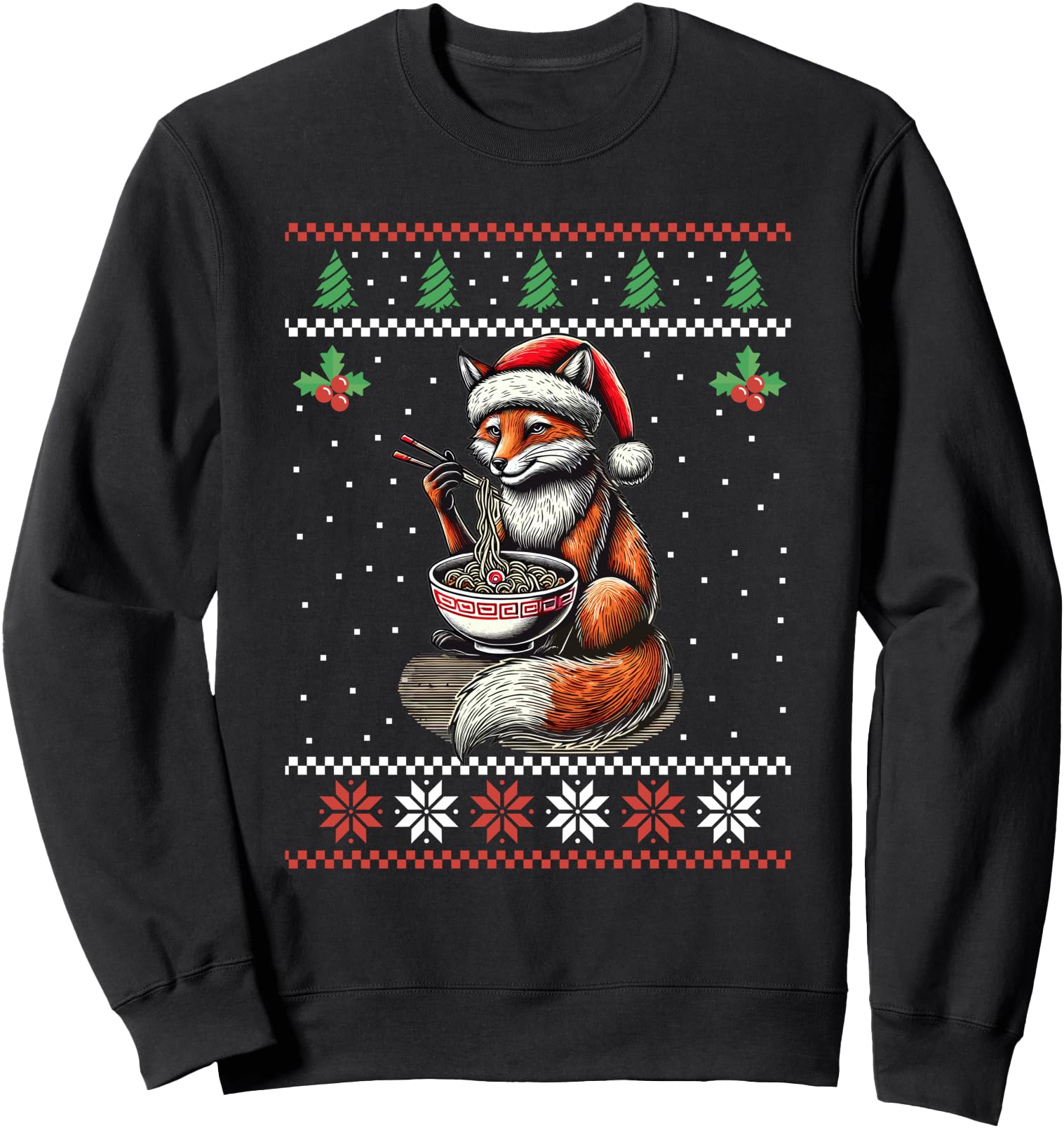 Fox Ramen Japanese Ugly Christmas Sweater Xmas Sweatshirt