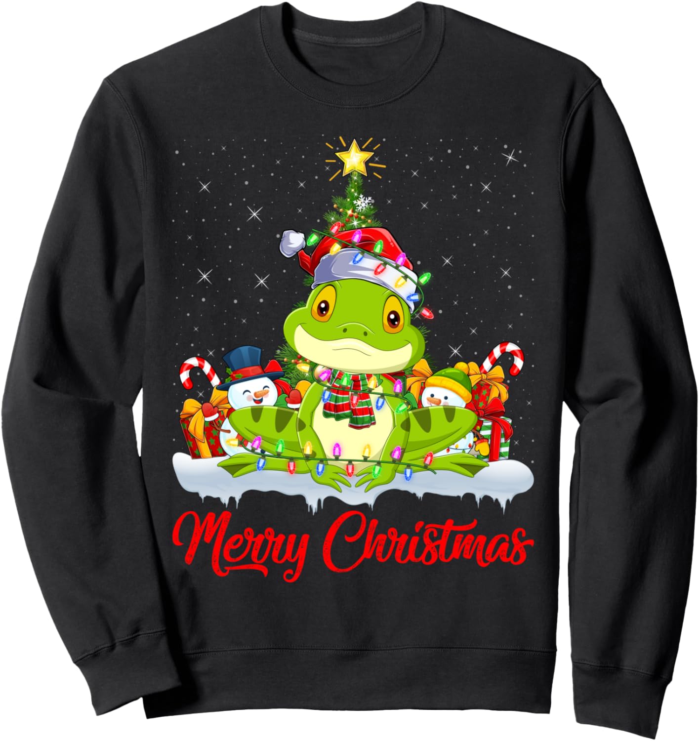 Tree Frog Xmas Tree Lighting Santa Tree Frog Christmas Sweatshirt