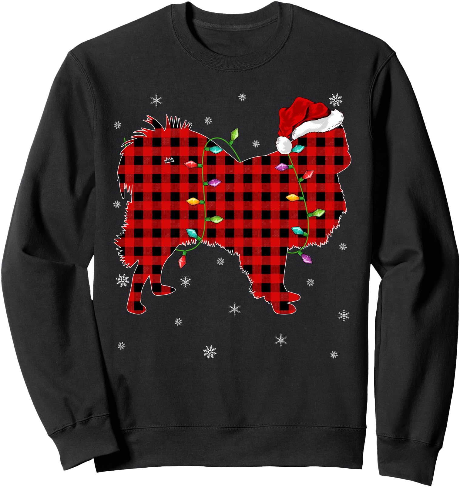 Buffalo Plaid Matching Japanese Chin Christmas Pajama Sweatshirt