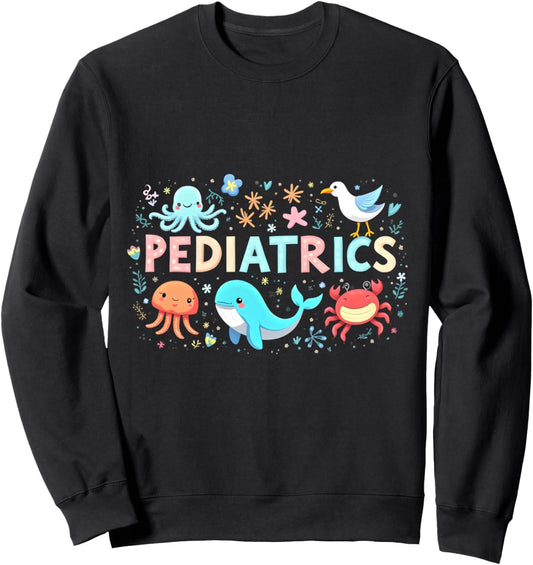 Adorable Cartoon Sea Animals for Pediatric Nurses Sweatshirt