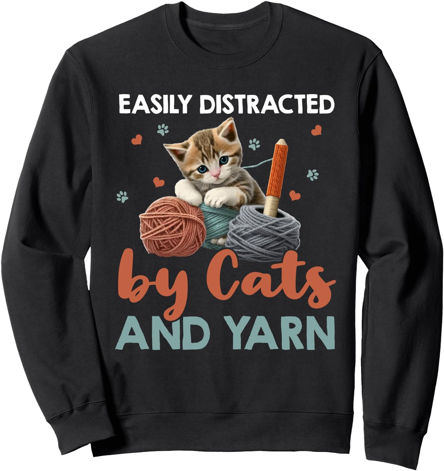 Quilting Crochet Knitting Cat Lover Yarn Kitten Knitter Sweatshirt