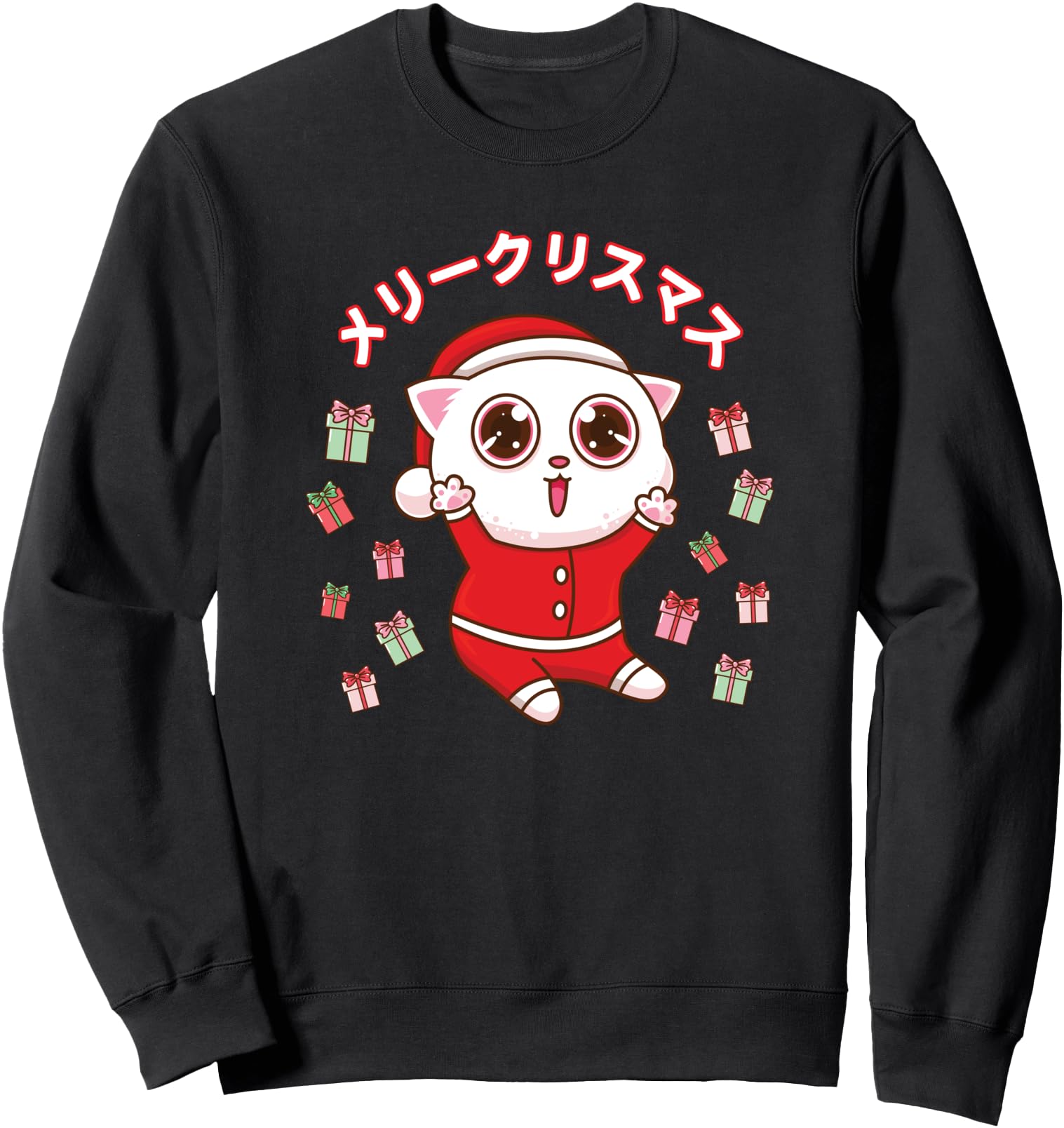 Cute Christmas Santa Cat Kawaii Pajama Pastel Japanese Gift Sweatshirt