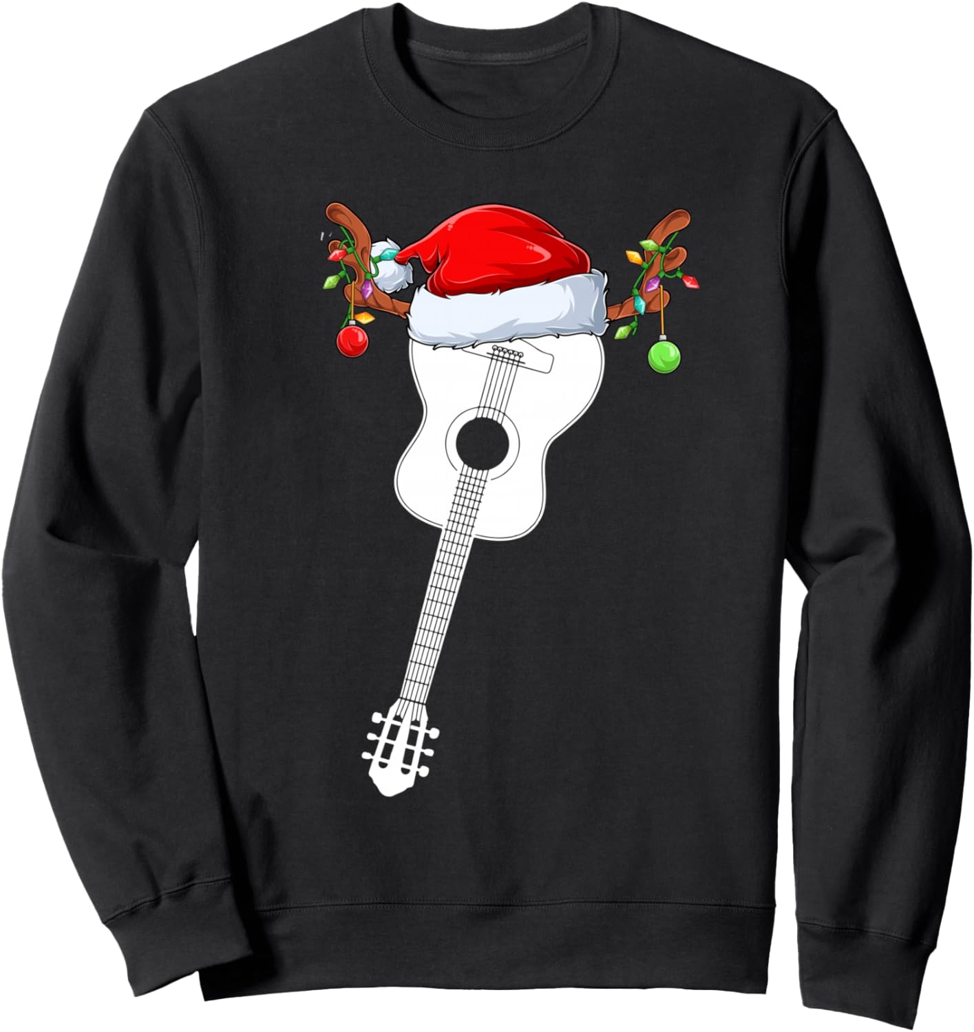 Ukulele Guitar Christmas Lights Santa Hat Music Guitar Xmas Sweatshirt