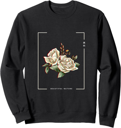 Japanese Aesthetic Vaporwave Nature Flower Glitch Anime Sweatshirt