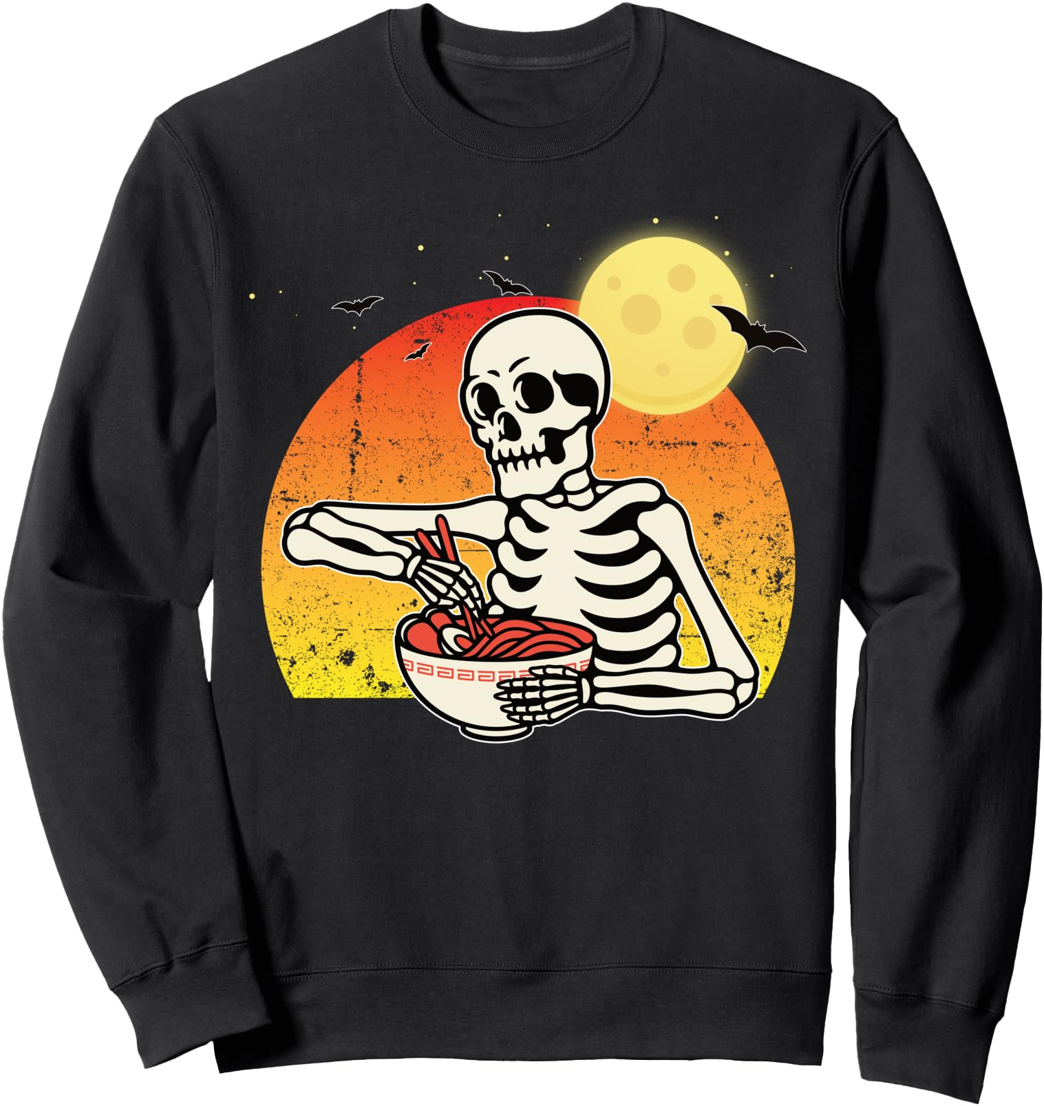 Funny Halloween Kawaii Anime Skeleton Japanese Ramen Noodles Sweatshirt