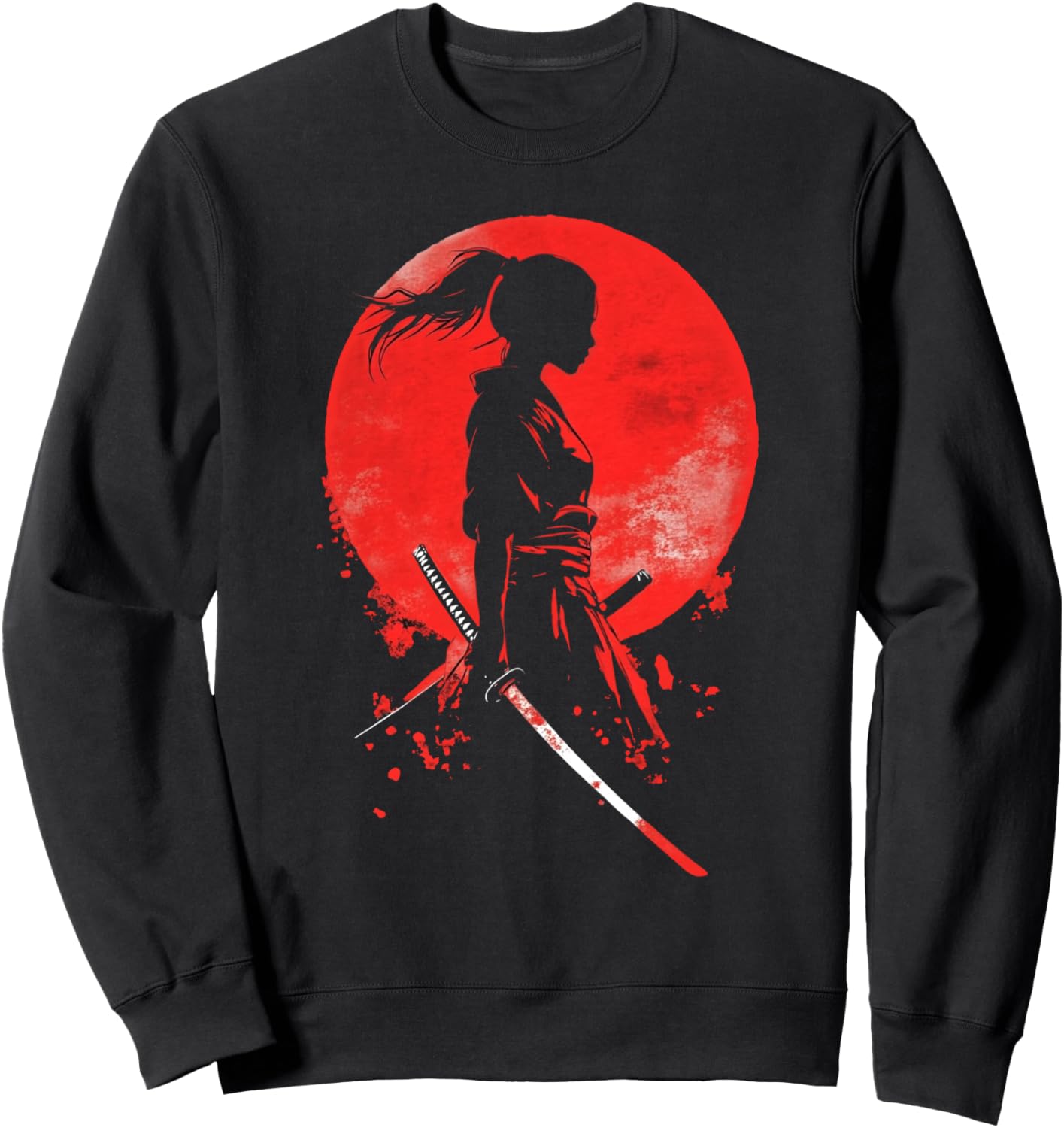 Female Ninja Samurai Anime Ninja Silhouette Sweatshirt