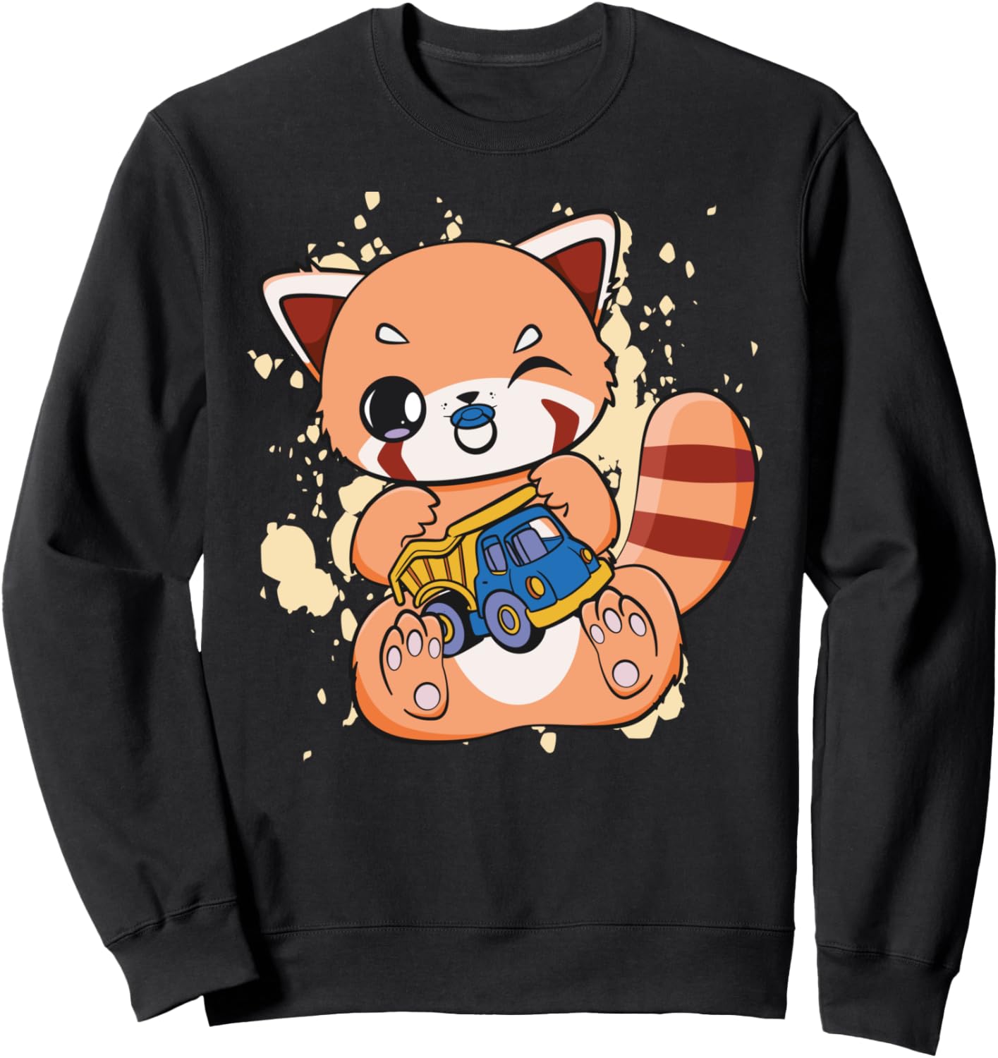 Red Panda With Toy Truck Cute Chibi Anime Otaku Sweatshirt