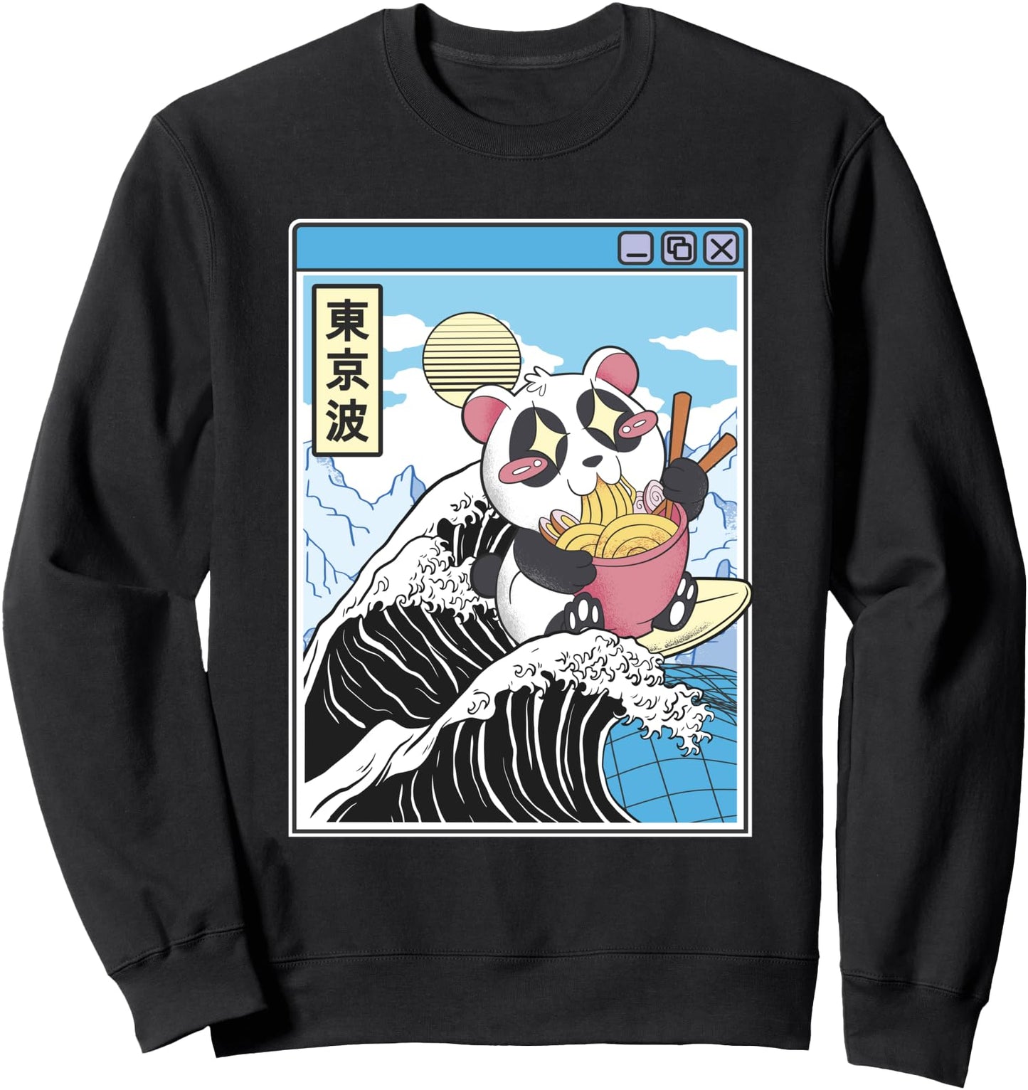Panda Bear Ramen Japanese Wave Vaporwave Anime Boy Kawaii Sweatshirt