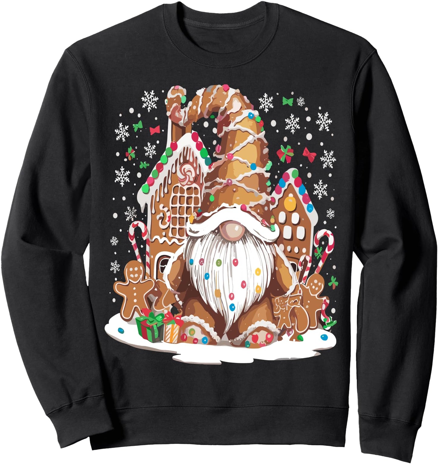 Gingerbread House Decor For Women With Christmas Gnome Sweatshirt