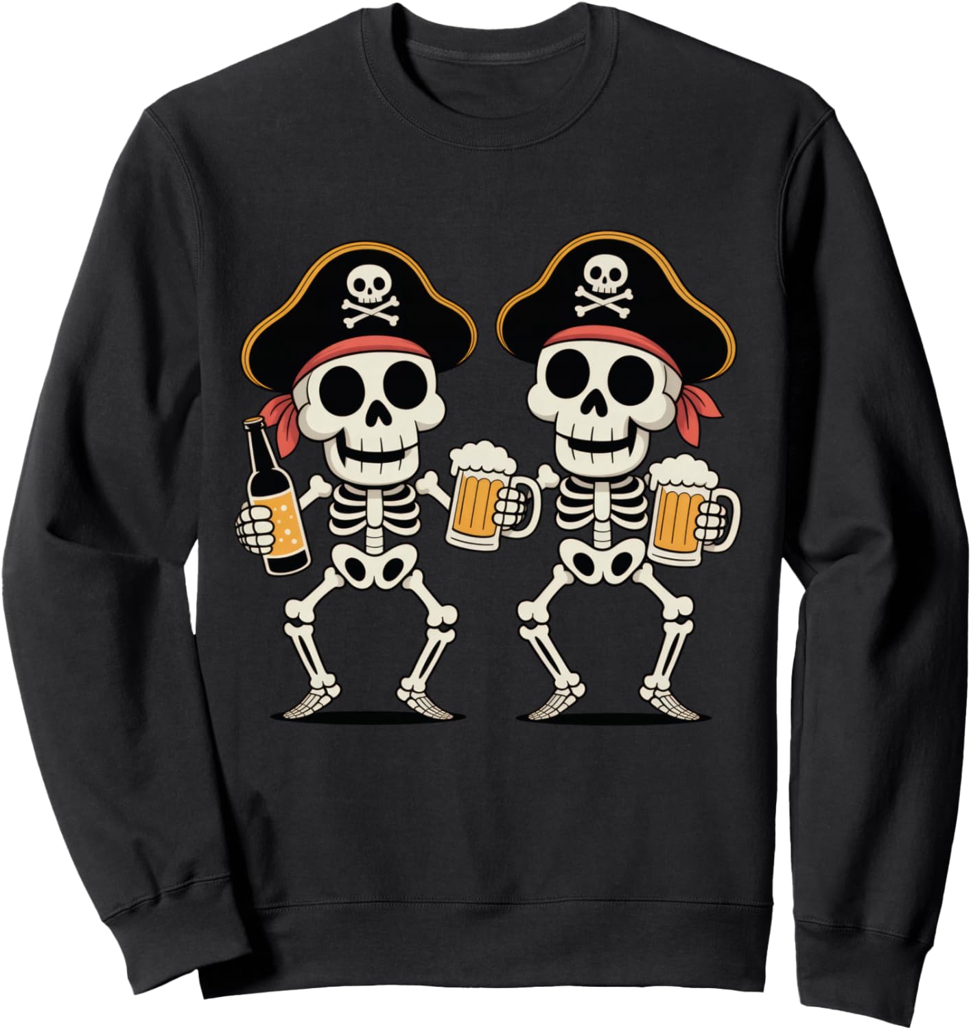 Funny Skeleton Pirate Beer Halloween Drinking Party Sweatshirt
