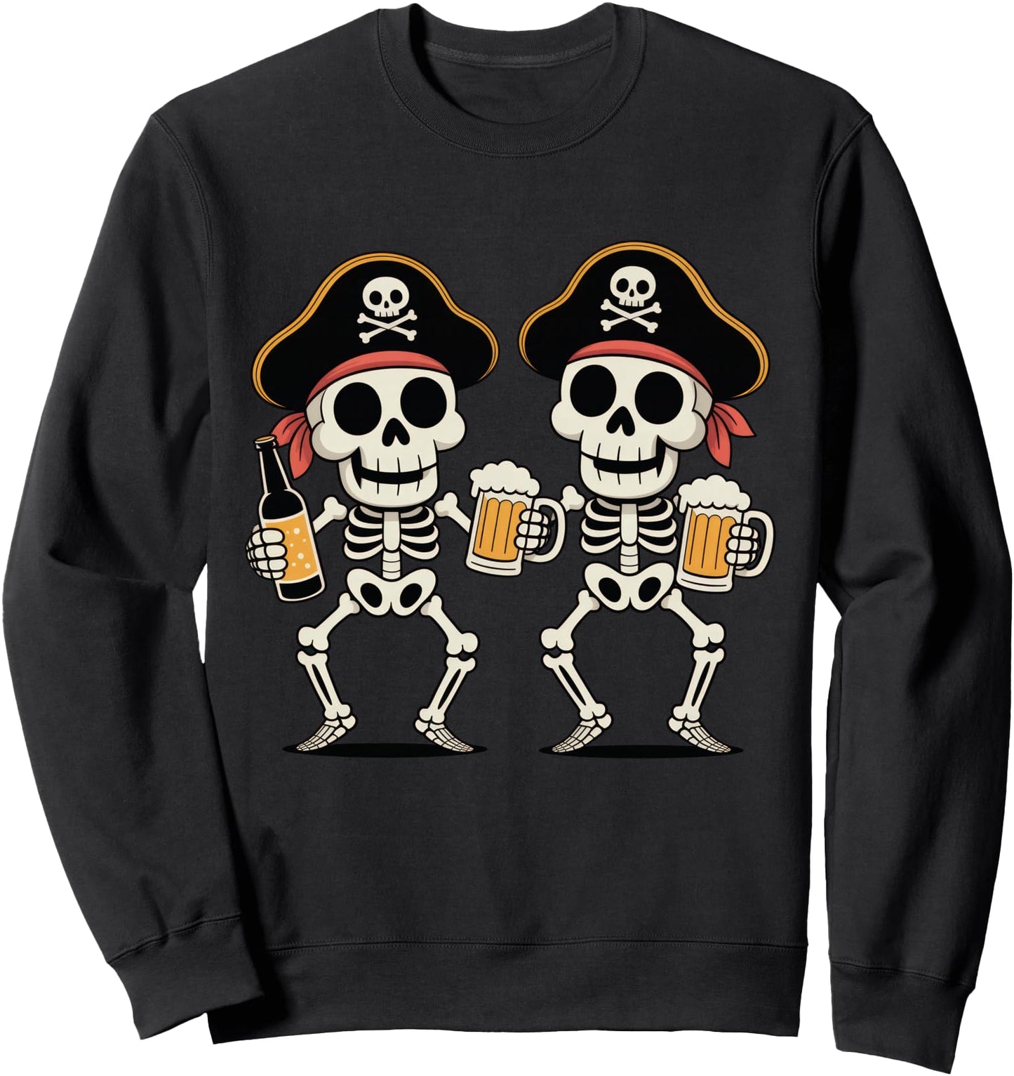 Funny Skeleton Pirate Beer Halloween Drinking Party Sweatshirt