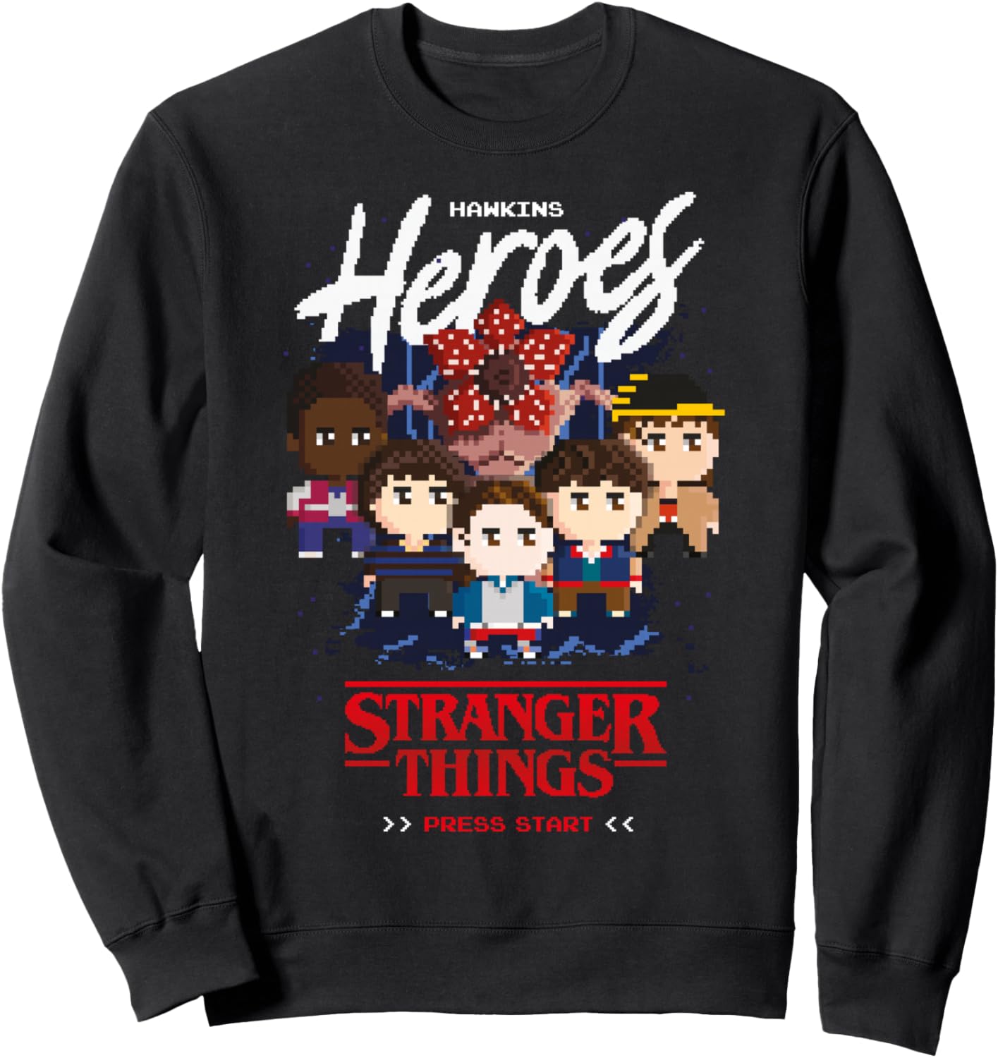Stranger Things Season 5 Hawkins Heroes Video Game Screen Sweatshirt