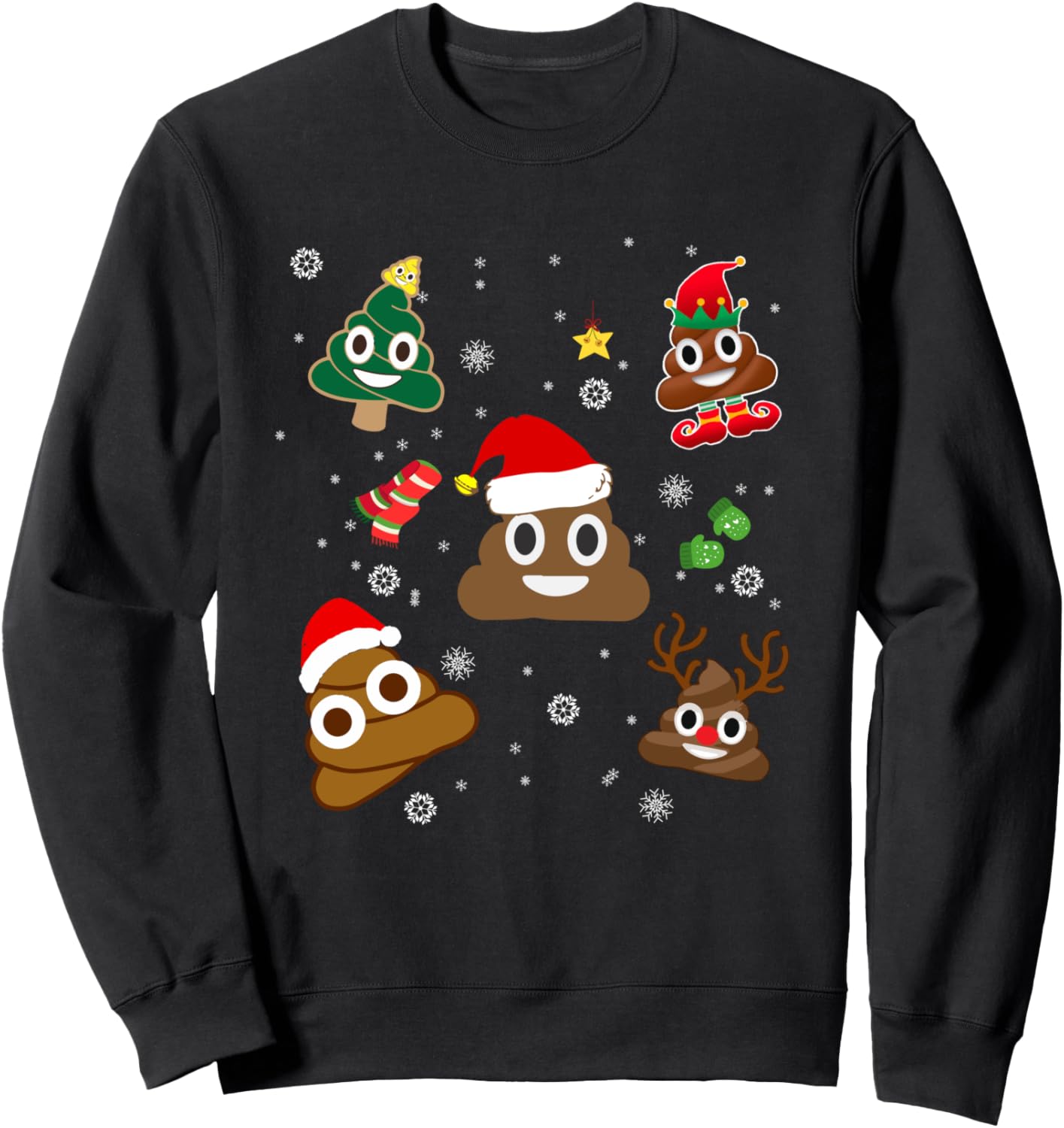 Christmas Poop Face Emoticon Santa Hat Funny Xmas Sweatshirt