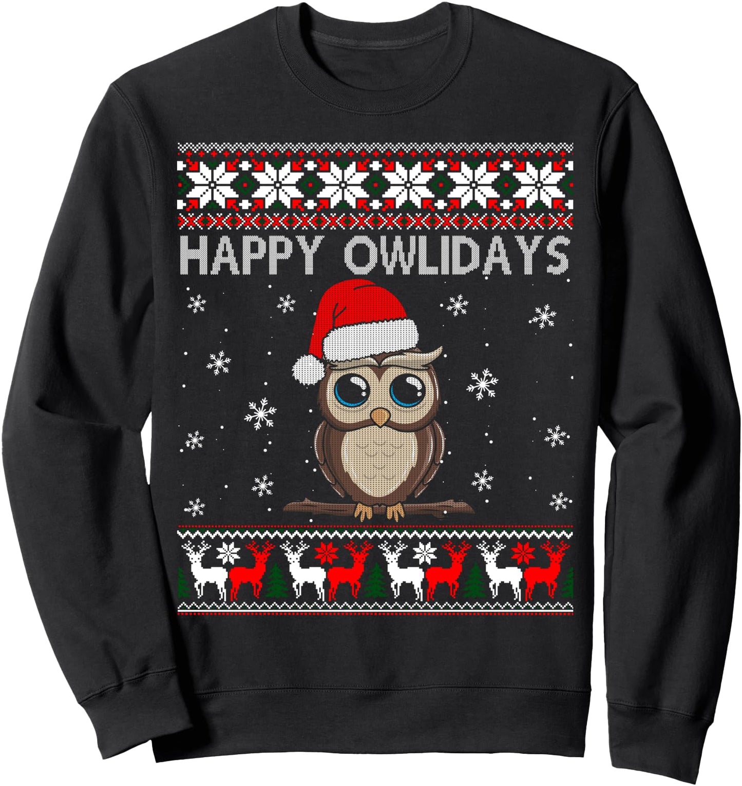 Happy Owlidays Funny Owl Ugly Christmas Sweaters Sweatshirt