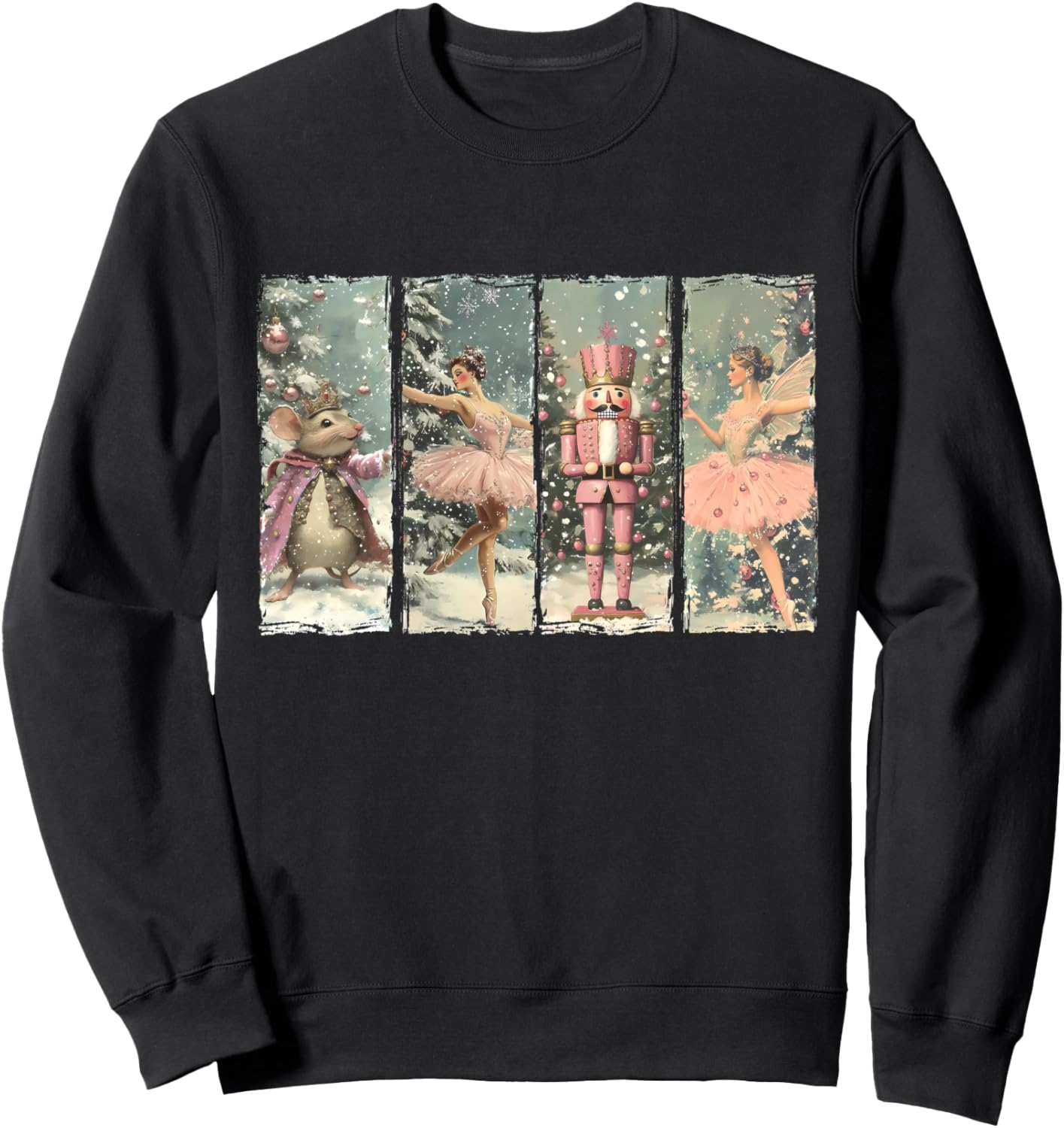 Vintage Retro Pink Nutcrackers Ballet Sugar Plum Fairy Xmas Sweatshirt