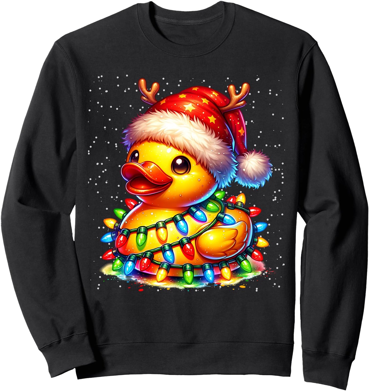 Rubber Duck Squad Christmas Light Reindeer Crew Xmas Pajama Sweatshirt