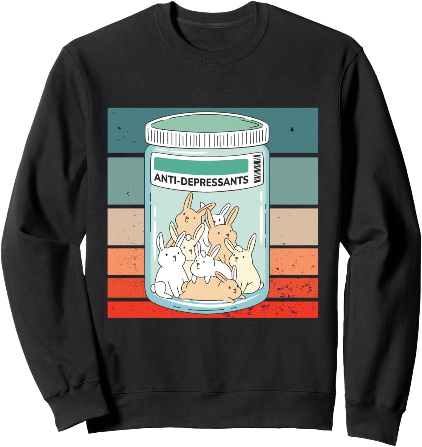 Bunnies jar anti-depressants humor cute playful cartoon Sweatshirt