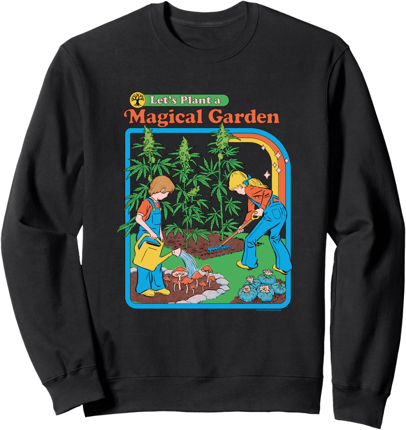 Steven Rhodes Magical Mushroom Garden Retro Dark Humor Sweatshirt