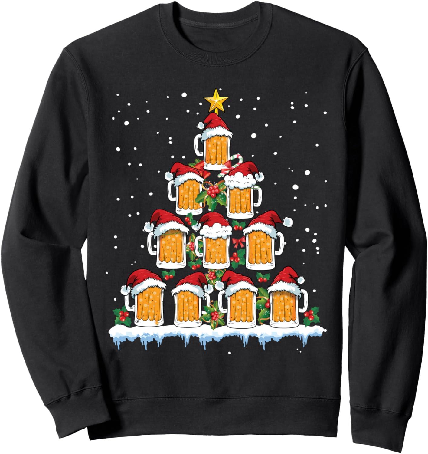 Christmas Beer Mug Tree Funny Beer Drinking Christmas Sweatshirt