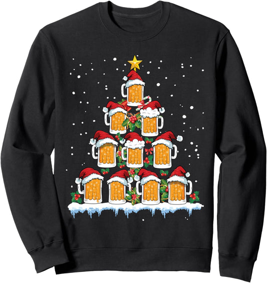Christmas Beer Mug Tree Funny Beer Drinking Christmas Sweatshirt