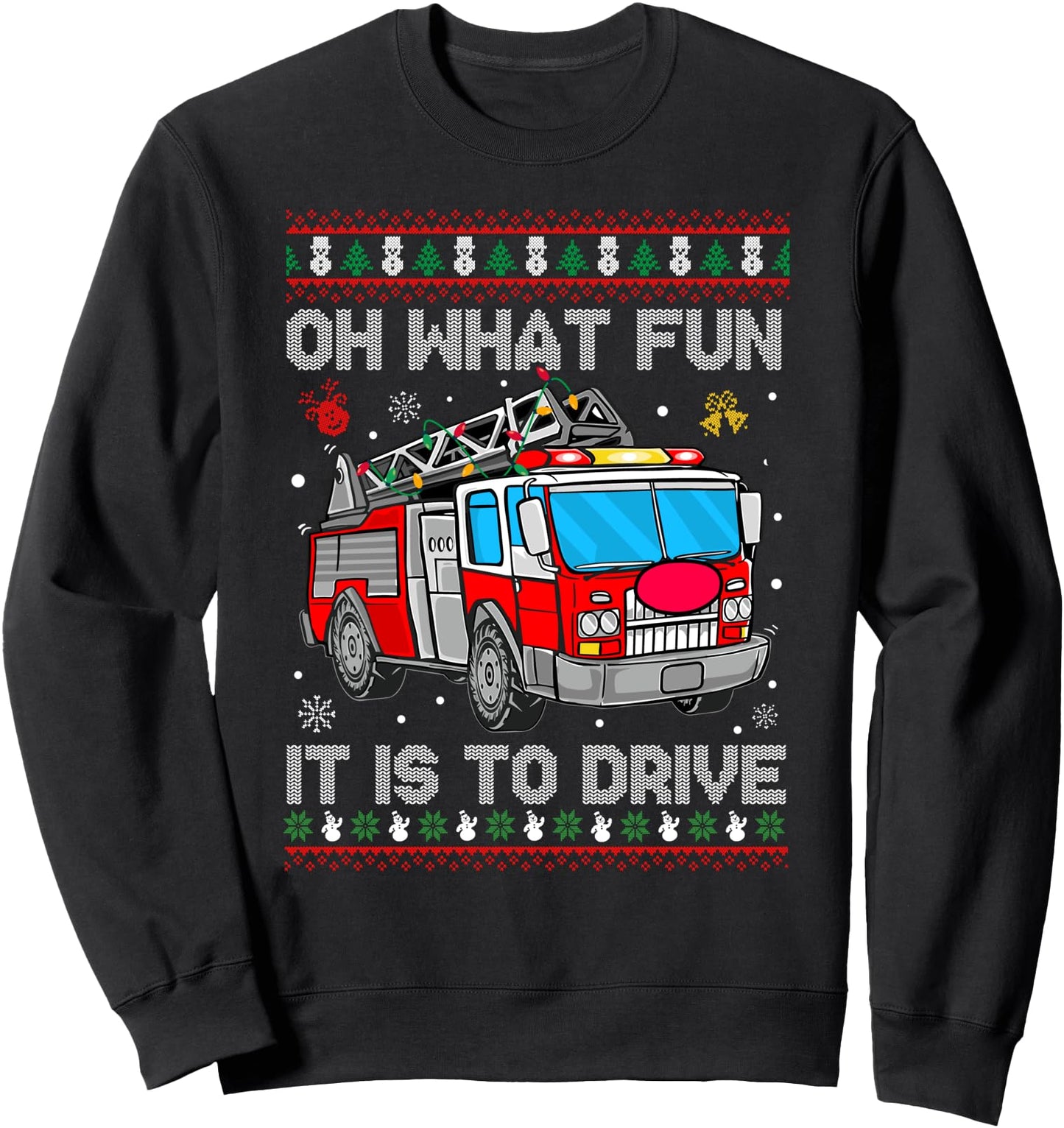Firefighter Ugly Christmas Fireman Fire Truck Party Men Boy Sweatshirt