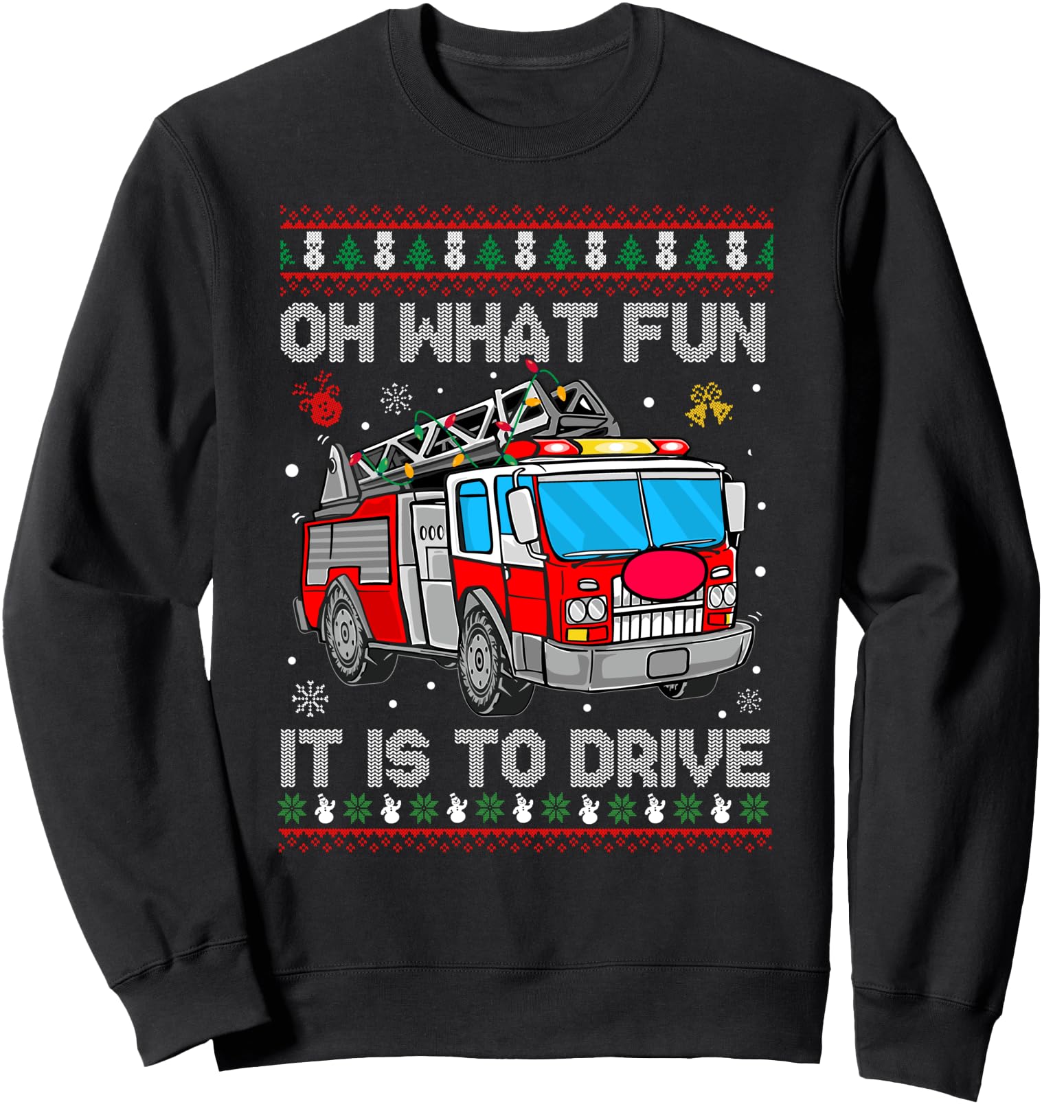 Firefighter Ugly Christmas Fireman Fire Truck Party Men Boy Sweatshirt