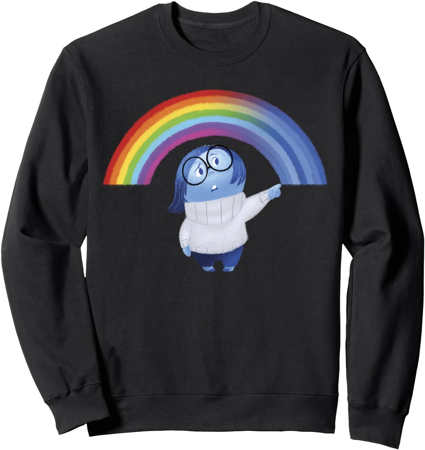 Disney Pixar Inside Out Sadness Rainbow Blue Gradient Logo Sweatshirt