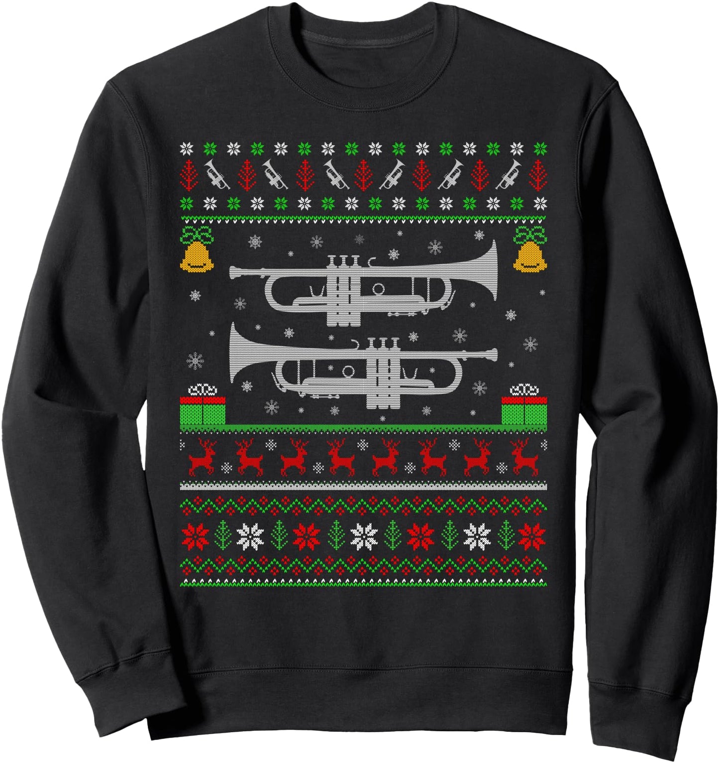 Trumpet Ugly Christmas Sweaters Jazz Music Trumpet Xmas PJs Sweatshirt
