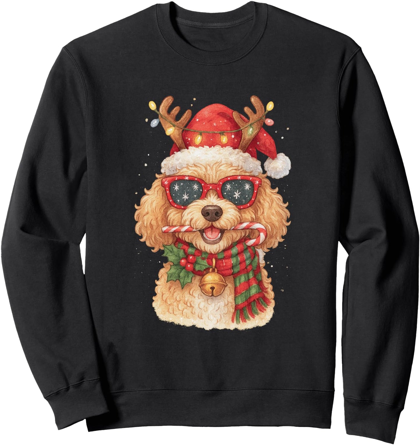 Golden Doodle Christmas Dog Mom Santa Hat Xmas Holiday Sweatshirt
