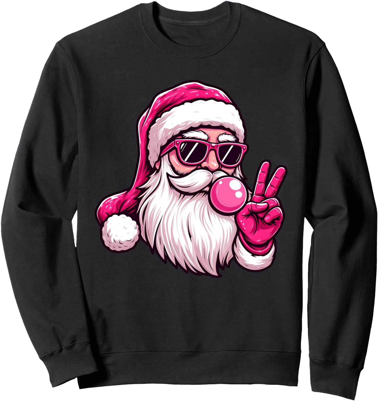 Christmas Santa Peace Sign Bubble Gum Pajama Toddler Sweatshirt