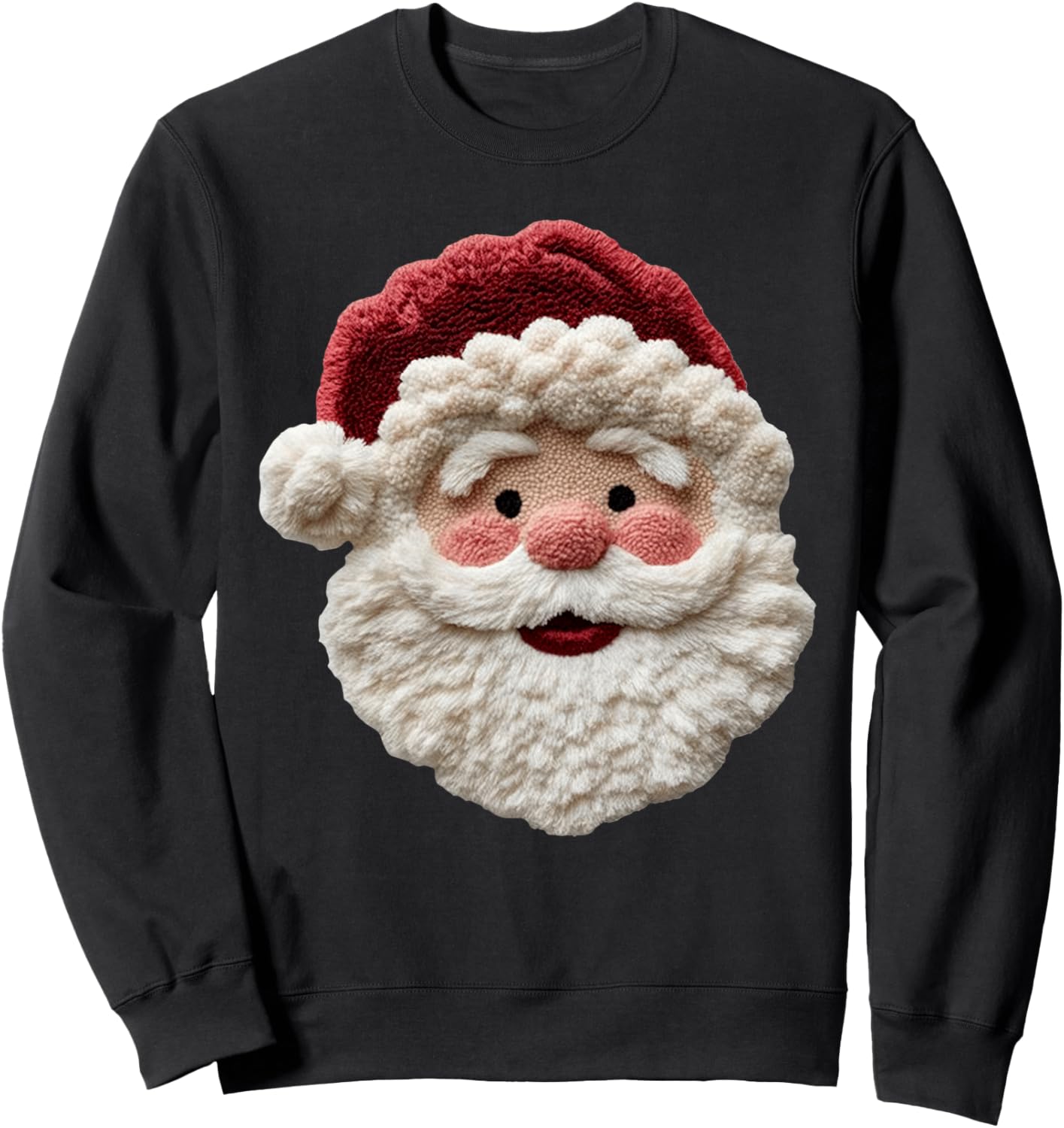 Cute Latch Hook Yarn Crochet Santa Christmas Holiday Sweatshirt