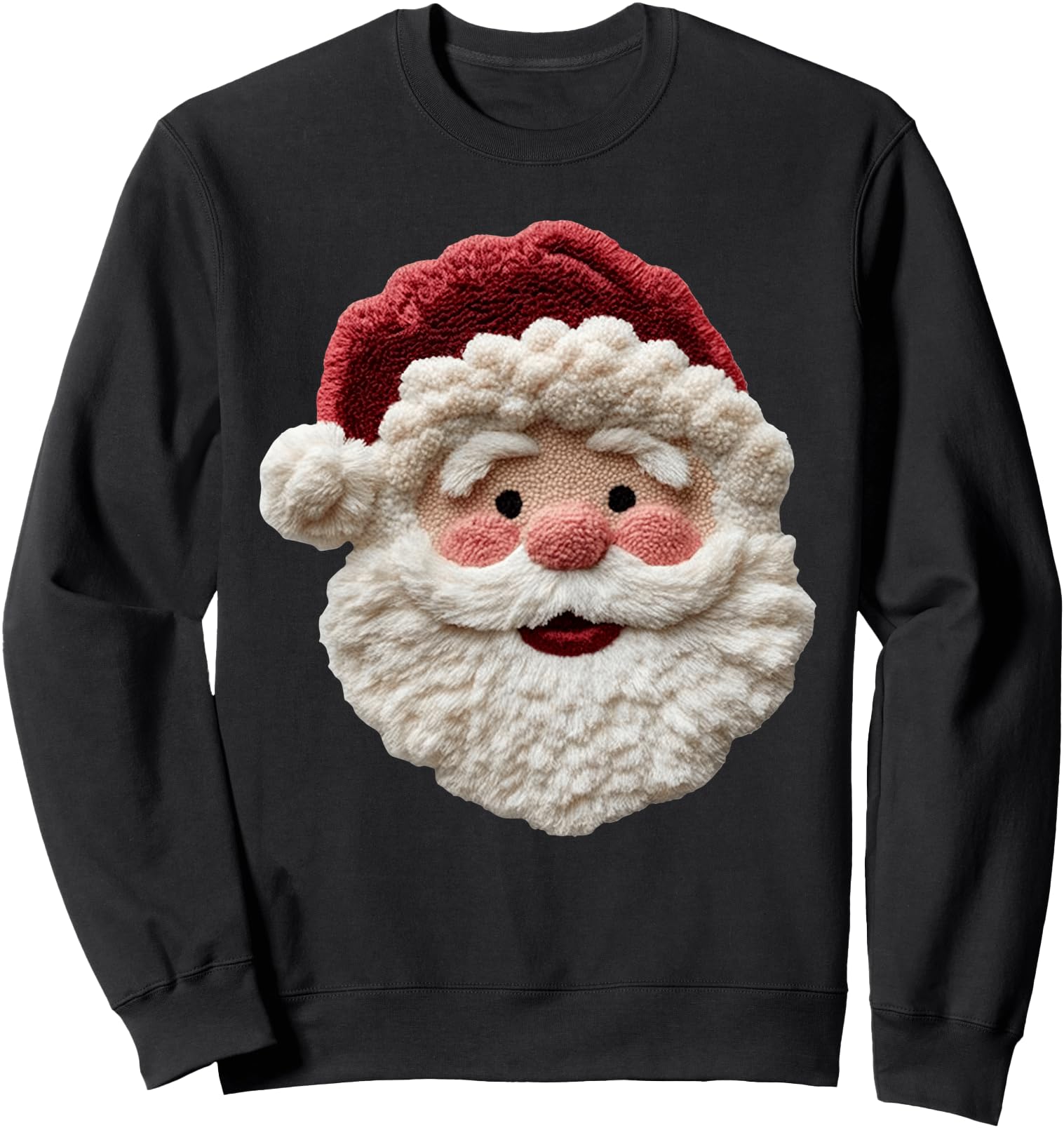 Cute Latch Hook Yarn Crochet Santa Christmas Holiday Sweatshirt